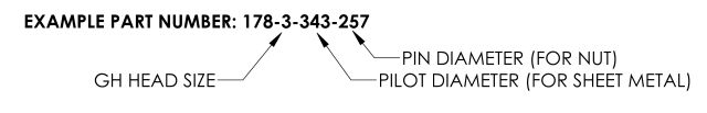 Tuffaloy SS Weld Pin Part Number Schema