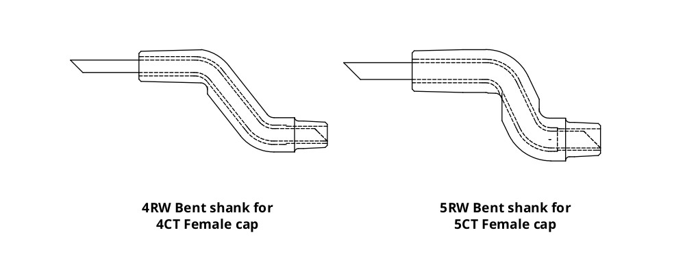 Tuffaloy Double Bend Shank for Female Caps Header