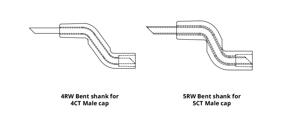 Tuffaloy Double Bend Shank for Male Caps Header